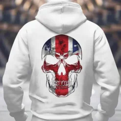 Best OUKU Men's Skull UK Hoodies Sweatshirt Fashion Long Sleeve Crew Neck Holiday Streetwear Black White Drawstring Fall Winter Designer