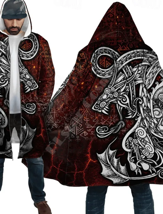 Hot OUKU Men's Skull Winter Coat Fleece Jacket Coat Warm Breathable Comfortable Streetwear Punk & Gothic Halloween Sports & Outdoor Daily Wear Going out Zipper Pocket Print Fall & Winter Hoodie Long Sleeve