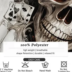 Best OUKU Men's Skulls Button Up Shirt Long Sleeve Fashion Casual Dark Party Evening Wear Street Daily Fall Winter Spring & Summer Shirt Collar Button Up 3D Print White