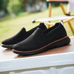 Best OUKU Men's Slip-On Knit Sneakers, Breathable Mesh Upper with Comfortable Fit, Casual Lightweight Shoes for Everyday and Outdoor Activities