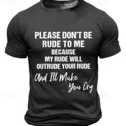 Online OUKU Men's Slogan T Shirt Tee Top Cotton Short Sleeve Graphic Shirt Black Dark Blue Dark Gray Comfortable Tee Sports Outdoor Holiday Fashion Designer Clothing