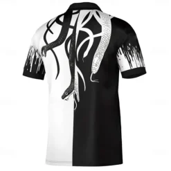 OUKU Men's Snake Golf Shirt Short Sleeve Polo Shirts Collared Shirts Casual Horror School Outdoor Street 3D Print Summer Black-white