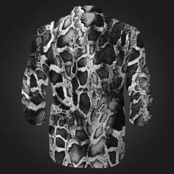Online OUKU Men's Snake Print Aloha Shirt Printed Shirts Long Sleeve Subcultural Vacation Party Street Spring & Summer Turndown Print Button-Down Khaki Gray