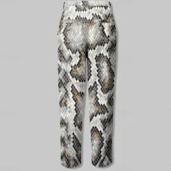 Discount OUKU Men's Snakeskin Dress Pants Mid Waist Fashion Business Casual Formal Outdoor Street Zipper Pocket Summer Spring Fall 3D Print Silver
