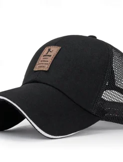 Outlet OUKU Men's Snapback Hat Baseball Cap Trucker Hat Mesh Cap Black White Polyester Mesh Back Travel Beach Outdoor Vacation Plain Adjustable Sunscreen Breathable Fashion