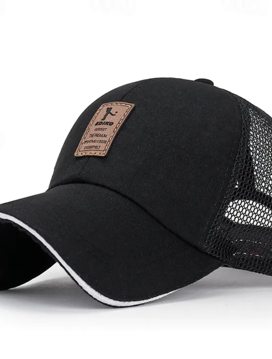 Outlet OUKU Men's Snapback Hat Baseball Cap Trucker Hat Mesh Cap Black White Polyester Mesh Back Travel Beach Outdoor Vacation Plain Adjustable Sunscreen Breathable Fashion