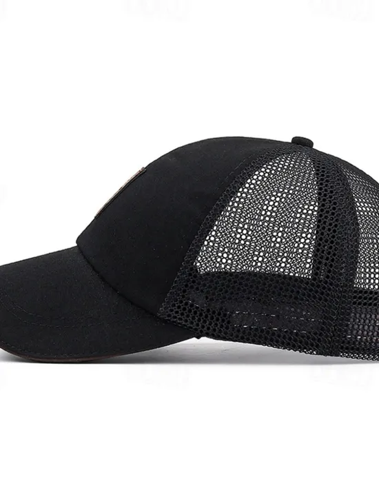 Outlet OUKU Men's Snapback Hat Baseball Cap Trucker Hat Mesh Cap Black White Polyester Mesh Back Travel Beach Outdoor Vacation Plain Adjustable Sunscreen Breathable Fashion