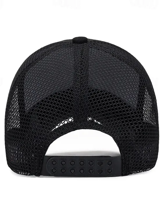 Outlet OUKU Men's Snapback Hat Baseball Cap Trucker Hat Mesh Cap Black White Polyester Mesh Back Travel Beach Outdoor Vacation Plain Adjustable Sunscreen Breathable Fashion