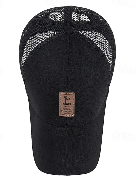 Outlet OUKU Men's Snapback Hat Baseball Cap Trucker Hat Mesh Cap Black White Polyester Mesh Back Travel Beach Outdoor Vacation Plain Adjustable Sunscreen Breathable Fashion