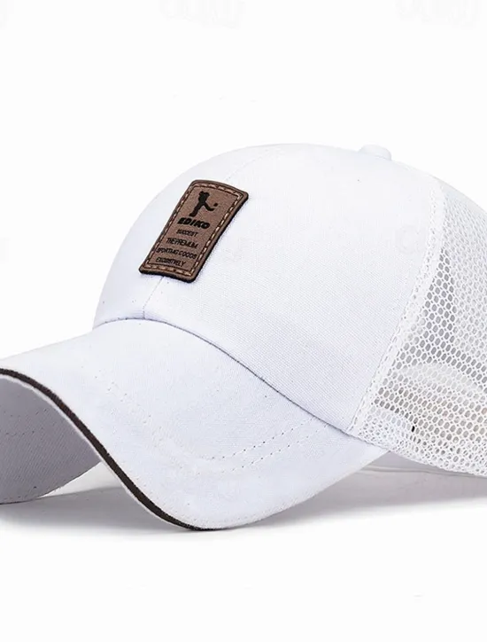 Outlet OUKU Men's Snapback Hat Baseball Cap Trucker Hat Mesh Cap Black White Polyester Mesh Back Travel Beach Outdoor Vacation Plain Adjustable Sunscreen Breathable Fashion