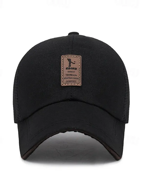 Outlet OUKU Men's Snapback Hat Baseball Cap Trucker Hat Mesh Cap Black White Polyester Mesh Back Travel Beach Outdoor Vacation Plain Adjustable Sunscreen Breathable Fashion