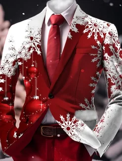 Hot OUKU Men's Snowflake Long Sleeve Turndown Business Work Wear to work Going out Buttons Print Multi Pocket