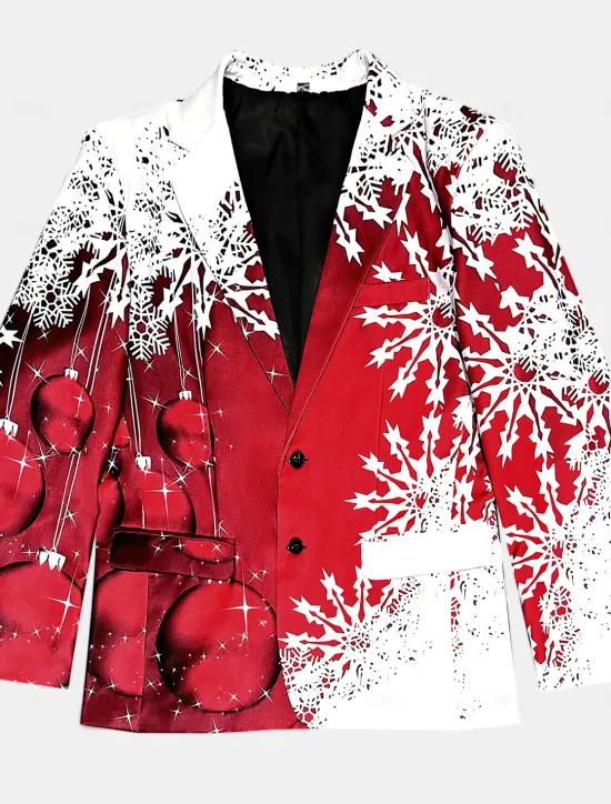 Hot OUKU Men's Snowflake Long Sleeve Turndown Business Work Wear to work Going out Buttons Print Multi Pocket