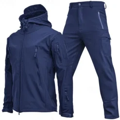Sale OUKU Men's Softshell Jacket Transition Jacket Set Hiking Jacket Vacation Daily Waterproof Windproof Pocket 2 Piece Spring Fall Plain Fashion Classic Hooded Regular Black Blue Khaki Army Green Gray Jacket