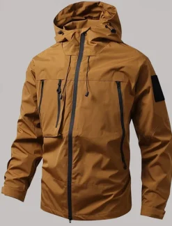 New OUKU Men's Softshell Jacket Transition Jacket Going out Waterproof Pocket All Seasons Plain Outdoor Hooded Regular Black White Purple Green Coffee Jacket