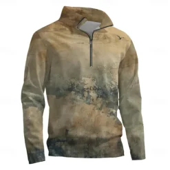 Clearance OUKU Men's Solid / Plain Color Hoodies Daily Casual Long Sleeve Stand Collar Vacation Going out Streetwear Print Spring & Fall Designer Brown