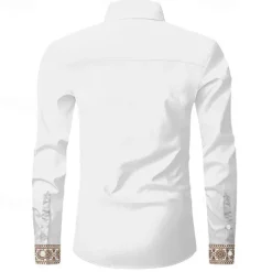 Clearance OUKU Men's Solid Color Cowboy Dress Shirt Button Up Shirt Long Sleeve Vintage Casual Formal Outdoor Daily Fall Winter Spring & Summer Collared Shirts Button Up 3D Print White 1 White