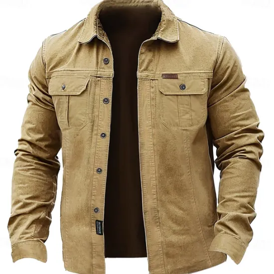 Sale OUKU Men's Solid Color Cowboy Work Shirt Western Shirt Cargo Shirt Long Sleeve Casual Tactical Sports & Outdoor Going out Winter Spring & Fall Turndown Print Army Green Khaki