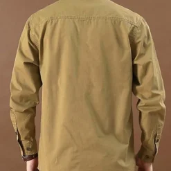 Sale OUKU Men's Solid Color Cowboy Work Shirt Western Shirt Cargo Shirt Long Sleeve Casual Tactical Sports & Outdoor Going out Winter Spring & Fall Turndown Print Army Green Khaki