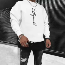 New OUKU Men's Solid Color Pullover Long Sleeve Sweatshirt Crew Neck Streetwear Sportswear Basic Hot Stamping Sports & Outdoor Casual Streetwear Oversized Spring Fall
