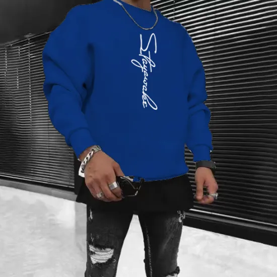 New OUKU Men's Solid Color Pullover Long Sleeve Sweatshirt Crew Neck Streetwear Sportswear Basic Hot Stamping Sports & Outdoor Casual Streetwear Oversized Spring Fall