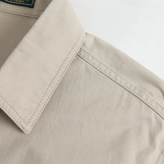 Sale OUKU Men's Solid Color Work Shirt Western Shirt Cargo Shirt Long Sleeve Casual Tactical Sports Outdoor WorkWear Spring Fall Turndown Front Two Pockets Button Up Shirts Army Green Khaki