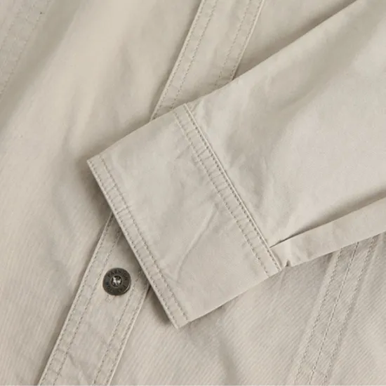 Sale OUKU Men's Solid Color Work Shirt Western Shirt Cargo Shirt Long Sleeve Casual Tactical Sports Outdoor WorkWear Spring Fall Turndown Front Two Pockets Button Up Shirts Army Green Khaki