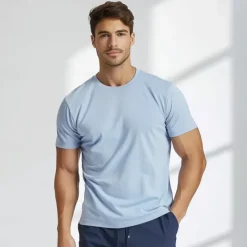 New OUKU Men's Sorona Cotton T Shirt Solid Color Crew Neck School Training Short Sleeve Crewneck Clothing Apparel Sports Neutral Daily Sports & Outdoors