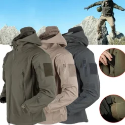 Best OUKU Men's Special Ops Military Tactical Soft Shell Jacket Coat Hunting Fleece Hooded Coat Outdoor Thermal Warm Waterproof Windproof Fleece Lined Lightweight Winter Trench Coat Top Camping Fishing