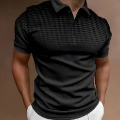 Discount OUKU Men's Sport Polo Golf Shirt Casual Holiday Lapel Short Sleeve Fashion Basic Gradient Button Summer Regular Fit Wine Black White Navy Blue Orange Gray Sport Polo