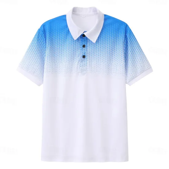 Discount OUKU Men's Sport Polo Golf Shirt Casual Holiday Lapel Short Sleeve Fashion Basic Gradient Button Summer Regular Fit Wine Black White Navy Blue Orange Gray Sport Polo