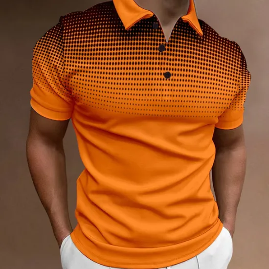 Discount OUKU Men's Sport Polo Golf Shirt Casual Holiday Lapel Short Sleeve Fashion Basic Gradient Button Summer Regular Fit Wine Black White Navy Blue Orange Gray Sport Polo