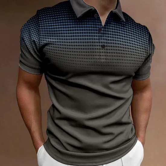 Discount OUKU Men's Sport Polo Golf Shirt Casual Holiday Lapel Short Sleeve Fashion Basic Gradient Button Summer Regular Fit Wine Black White Navy Blue Orange Gray Sport Polo