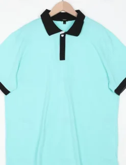 OUKU Men's Sport Polo Golf Shirt Casual Sports Tops Ribbed Polo Collar Short Sleeve Fashion Basic Solid Color Patchwork Summer Regular Fit Black White Red Blue Green Sport Polo