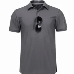 Online OUKU Men's Sport Polo Golf Shirt Casual Holiday Lapel Short Sleeve Fashion Basic Plain Classic Summer Regular Fit Black Army Green khaki Grey Sport Polo