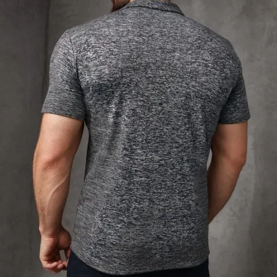 Sale OUKU Men's Sport Polo Golf Shirt Casual Holiday Lapel Quarter Zip Short Sleeve Fashion Basic Plain Quarter Zip Summer Regular Fit Dark Gray Blue Green Sport Polo