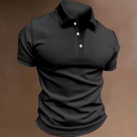 Hot OUKU Men's Sport Polo Polo Shirt Casual Holiday Lapel Short Sleeve Fashion Basic Plain Button Summer Regular Fit Black White Navy Blue Blue Khaki Gray Sport Polo