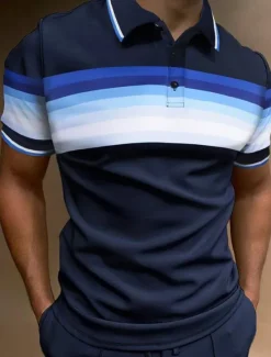 Hot OUKU Men's Sport Polo Polo Shirt Casual Holiday Lapel Short Sleeve Fashion Basic Color Block Button Summer Regular Fit Dark red Yellow Dark Navy Purple Green Grey Sport Polo
