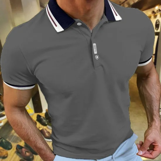 Hot OUKU Men's Sport Polo Polo Shirt Casual Holiday Lapel Short Sleeve Fashion Basic Plain Button Summer Regular Fit Cherry Red Black White Navy Blue Orange Dark Blue Sport Polo