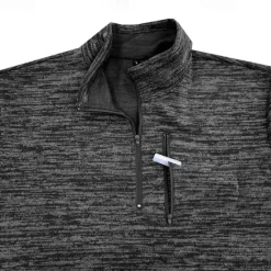 OUKU Men's Sport Polo Quarter Zip Polo Street Vacation Quarter Zip Long Sleeve Fashion Basic Solid Color Pocket Spring & Fall Regular Fit Burgundy Green Dark Grey Coffee Sport Polo
