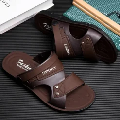 Online OUKU Men's Sport Sandals with Adjustable Straps, Comfortable Outdoor Footwear for Beach, Hiking, and Casual Wear