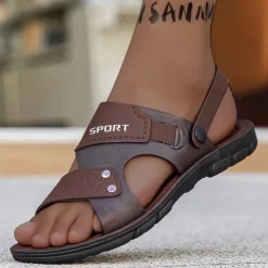 Online OUKU Men's Sport Sandals with Adjustable Straps, Comfortable Outdoor Footwear for Beach, Hiking, and Casual Wear