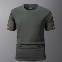 Discount OUKU Men's Sport T Shirt Quick Dry Tee Crew Neck Summer Solid Color Plain Short Sleeves Sports & Outdoors Casual Basic Fitness Casual Daily Dark Grey White Black Top Tee for Men