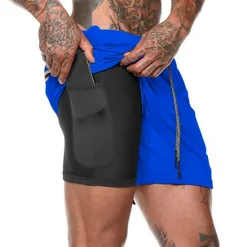 OUKU Men's Sports Outdoor Athletic Breathable Quick Dry Moisture Wicking 2 in 1 with Phone Pocket Liner Solid Colored Activewear Dark Grey Black Stretchy