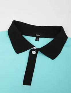 Online OUKU Men's Sports Polo Shirts Golf Shirt Casual Ribbed Polo Collar Short Sleeve Fashion Basic Solid Color Patchwork Summer Regular Fit Black White Red Blue Green Sports Polo Shirts