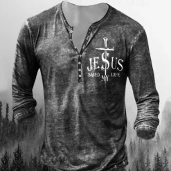 Best OUKU Men's St. Patrick Shamrock American Flag Henley Shirt T shirt Tee Tee Top Long Sleeve 3D Print Fashion Designer Basic Vacation St.Patrick's Day Street Spring & Fall Black Dark Green Green Gray Henley