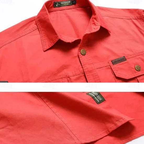 Best OUKU Men's Star Geometric Pattern Work Shirt Western Shirt Cargo Shirt Long Sleeve Vintage Casual Western Style Sports & Outdoor Going out Winter Spring & Fall Turndown Print Black White Army Green Red