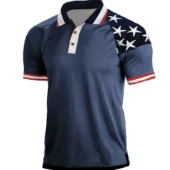 Sale OUKU Men's Star Veterans Patriotic Polo Shirts Golf Shirt Short Sleeve Shirt Turndown Street Daily 3D Print Black White Wine Royal Blue Dark Green 3D Button-Down Clothing Apparel Fashion Casual Breathable