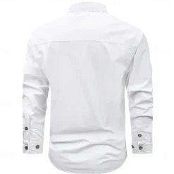 New OUKU Men's Star Work Shirt Western Shirt Cargo Shirt Long Sleeve Casual Tactical Sports Outdoor WorkWear Spring Fall Turndown Front Two Pockets Button Up Shirts Black White Army Green Blue Khaki