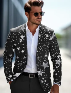 New OUKU Men's Stars Long Sleeve Turndown Business Work Wear to work Going out Buttons Print Multi Pocket